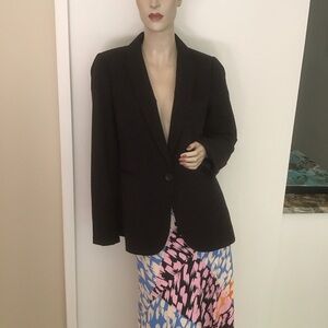 J Crew Black Seersucker Striped Fitted Single Button Blazer Jacket 10 Preppy